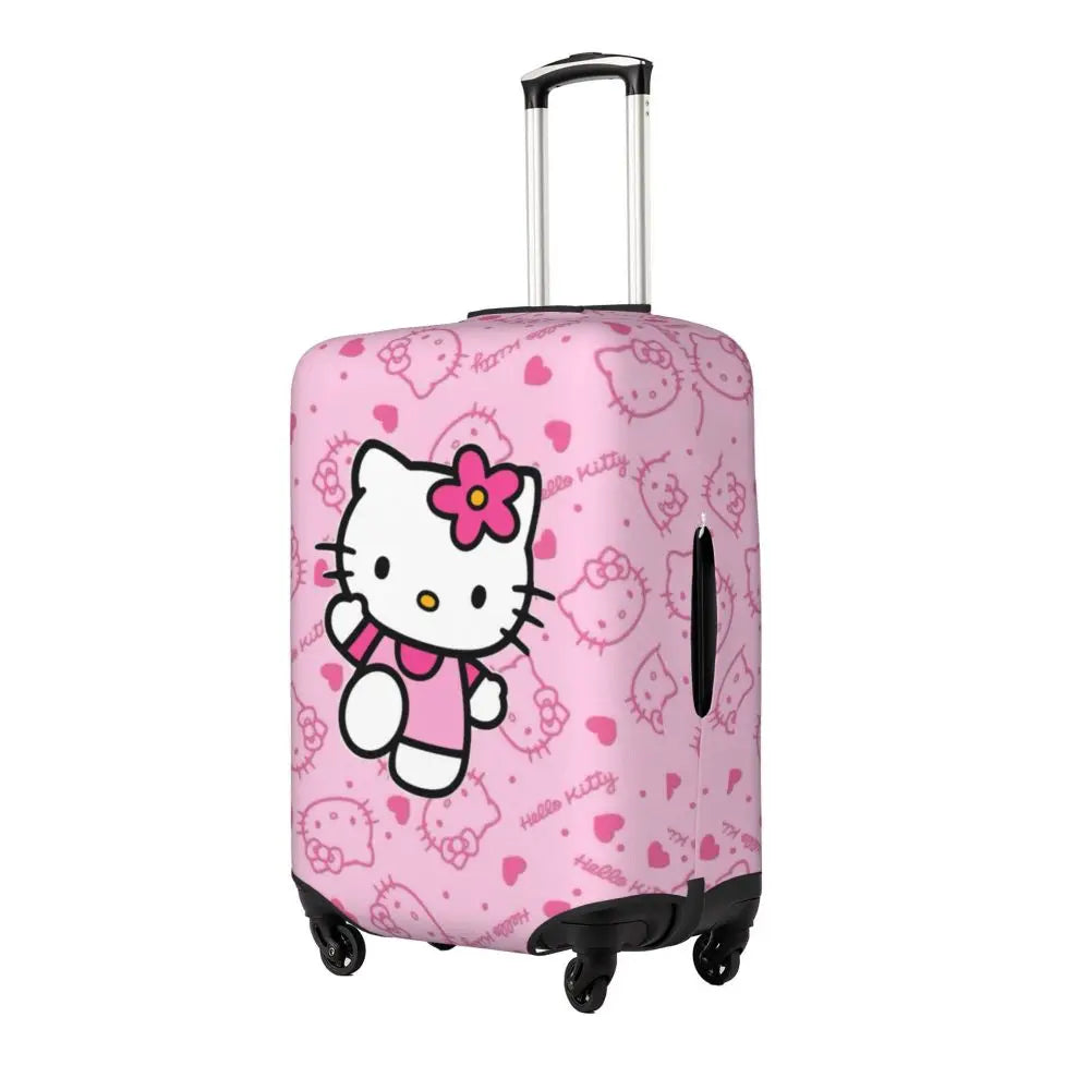 Custom Girls Kitten Classical Printing Luggage Cover Elastic Cute KT Cat Travel Suitcase Protective Covers Fits 18-32 Inch