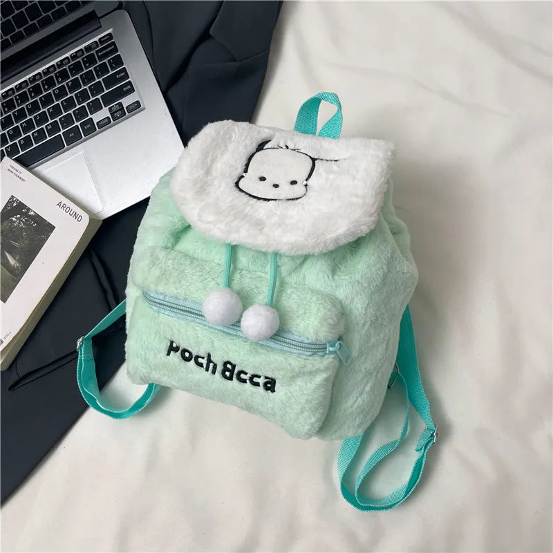 Sanrio Plush Backpack Cartoon Kuromi Melody Cute Backpack Female Sweet Backpack Doll Bag