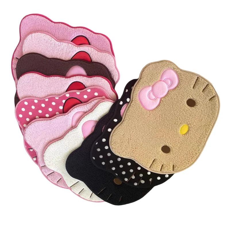 Kawaii Cat Plush Bathroom Rug – Soft Absorbent Non-Slip Doormat for Bedroom, Living Room & Home Decor