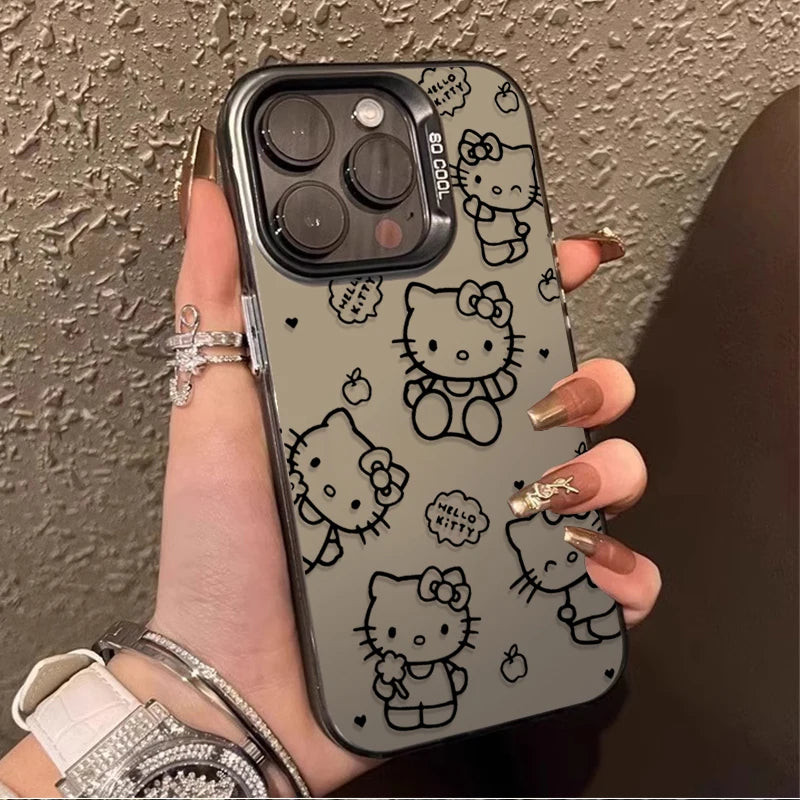 Lovely Lines Hello Kitty Phone Case for IPhone 17 16 15 14 13 12 11 Pro Max Plus 17 Air 16E X XR XS Max Shockproof Back Cover