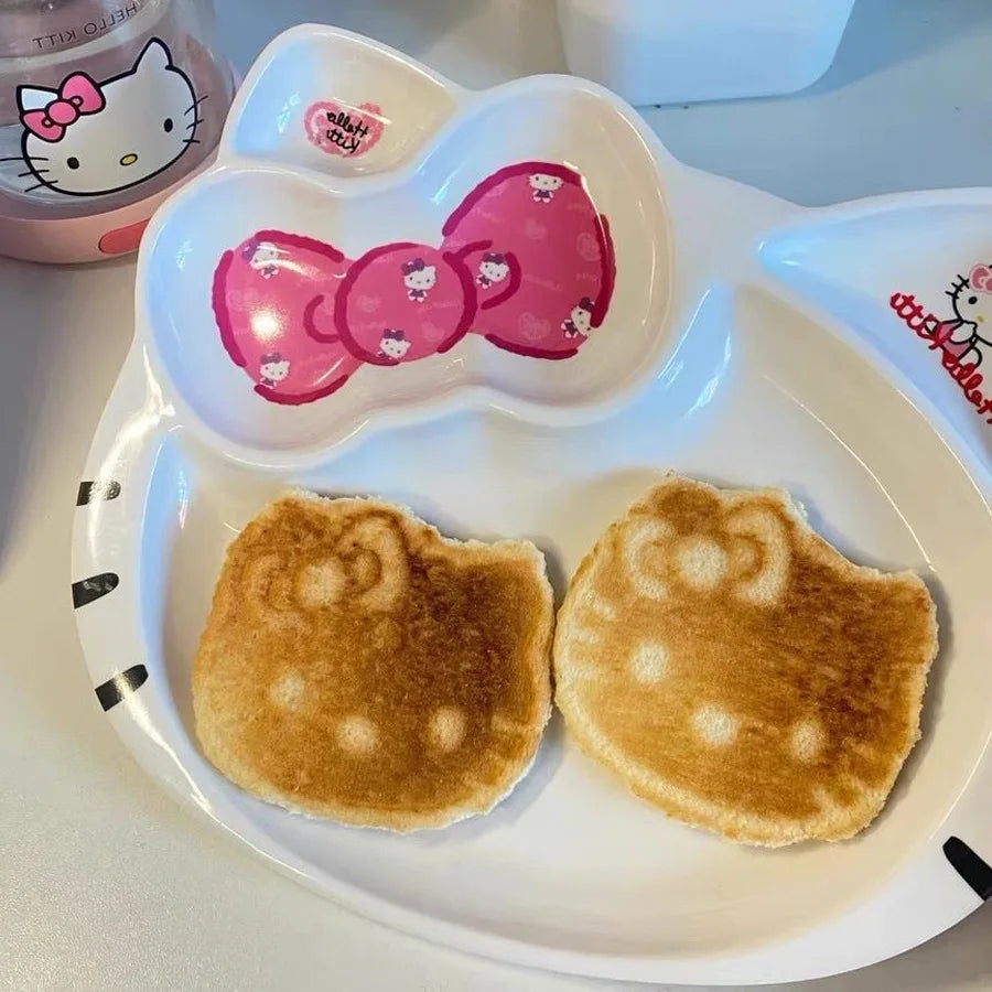 Kawaii HelloKitty Cartoon Cute Creative Girl Simple Ceramics Dipping Plate Personalized Anime Household Small Snacks Plate