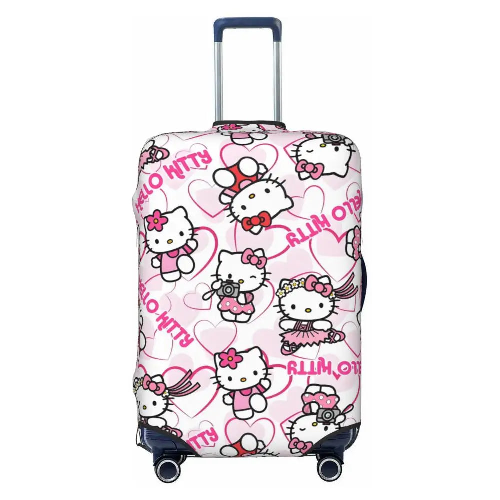 Custom Girls Kitten Classical Printing Luggage Cover Elastic Cute KT Cat Travel Suitcase Protective Covers Fits 18-32 Inch