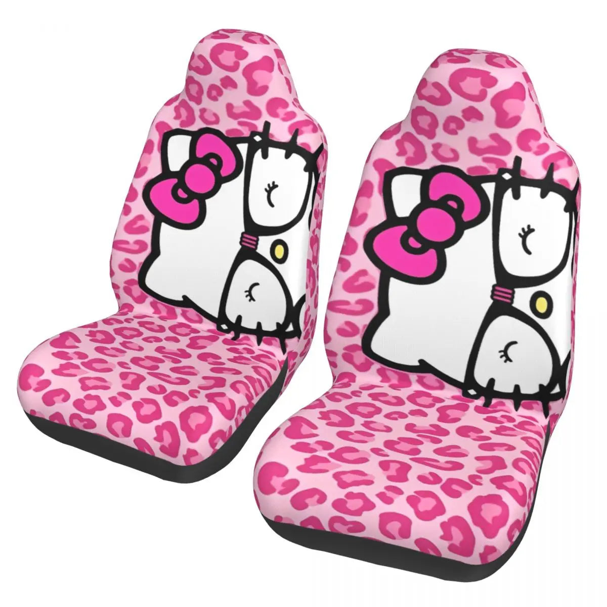 Hello Kitty Pink Leopard Car Seat Cover – Universal Four Seasons Seat Protector Cushion for Cars