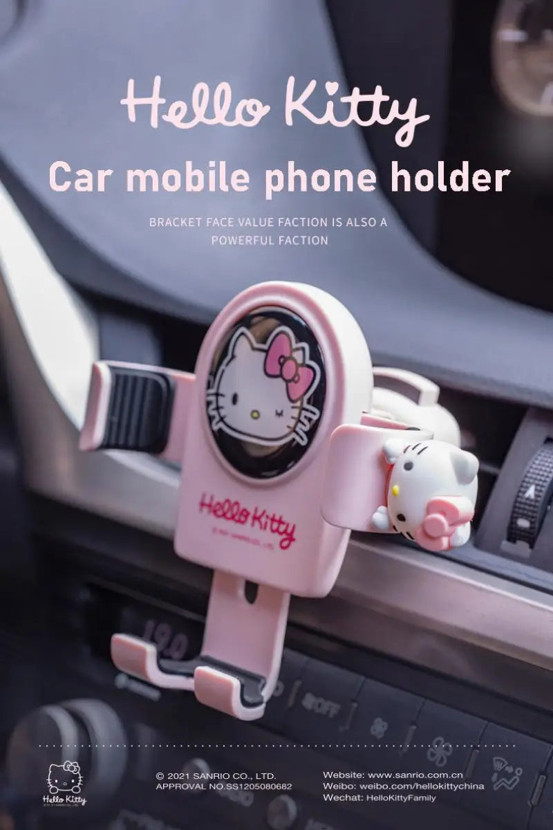 Hello Kitty Car Phone Mount with Aromatherapy Clip – Cute Air Vent & Suction Cup Holder for Navigation