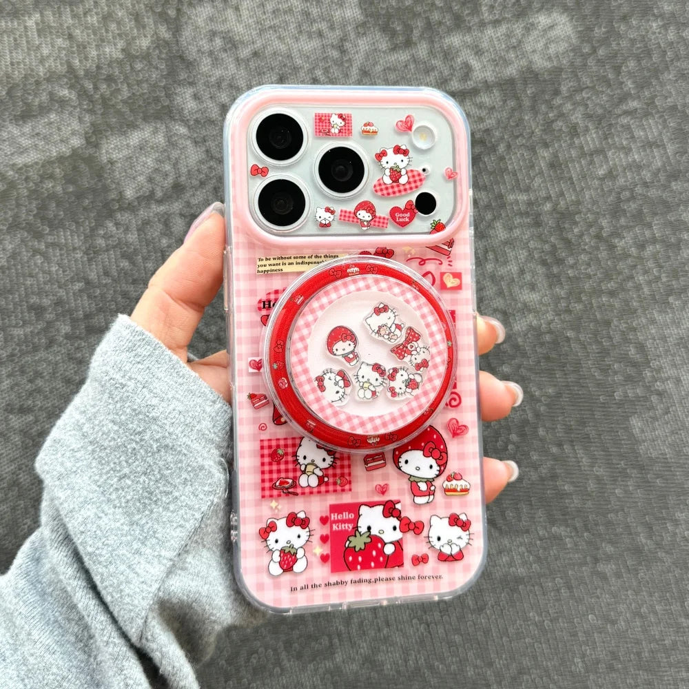 Strawberry Hello Kitty Magnetic Phone Case – Full Coverage Shockproof Protective Cover for iPhone 14, 15, 16 & 17 Pro / Pro Max