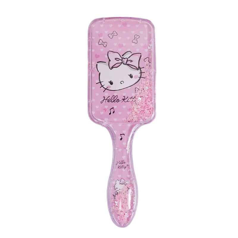 HelloKitty Combs Glitter Sequins Hair Brush Cartoon Floating Quicksand Detangling Air Cushion Combs Hair Care Tool Girl Gifts