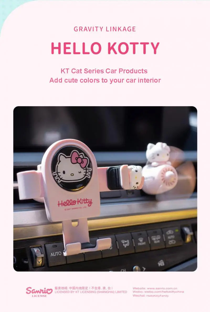Hello Kitty Car Phone Mount with Aromatherapy Clip – Cute Air Vent & Suction Cup Holder for Navigation