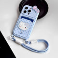 Kawaii Hello Kitty 3D Bow Phone Case with Card Holder & Lanyard – Protective Cover for iPhone 11, 12, 13, 14, 15, 16 & 17 Pro Max
