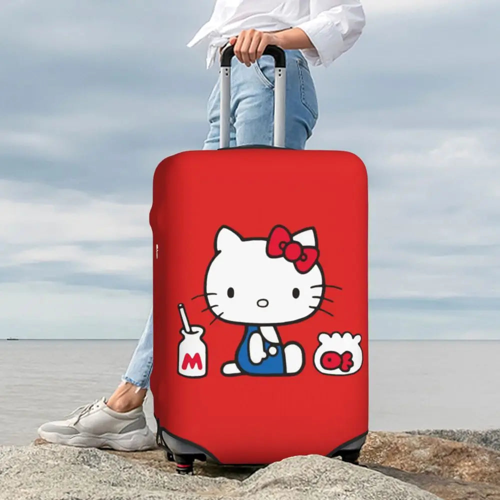 Custom Girls Kitten Classical Printing Luggage Cover Elastic Cute KT Cat Travel Suitcase Protective Covers Fits 18-32 Inch