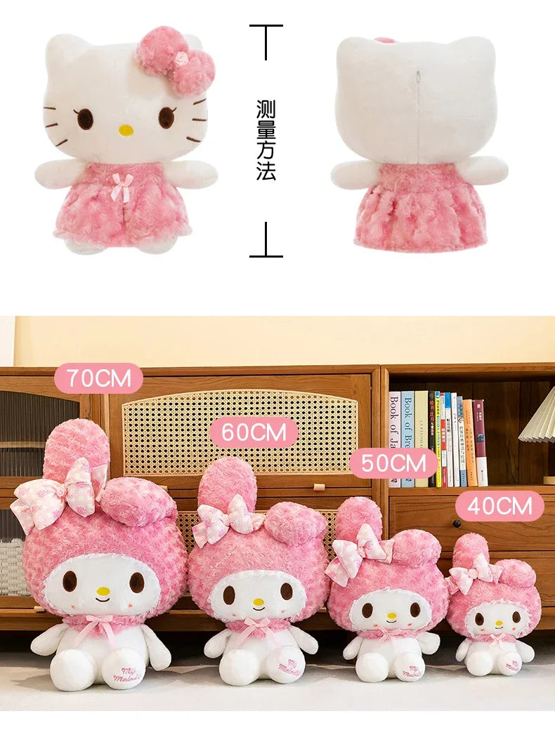 35cm Sanrio Hello Kitty Kawaii Rose My Melody Plush Toy Anime Cartoon Anime Big Size Soft Stuffed Doll Pillow Kids Birthday Gift