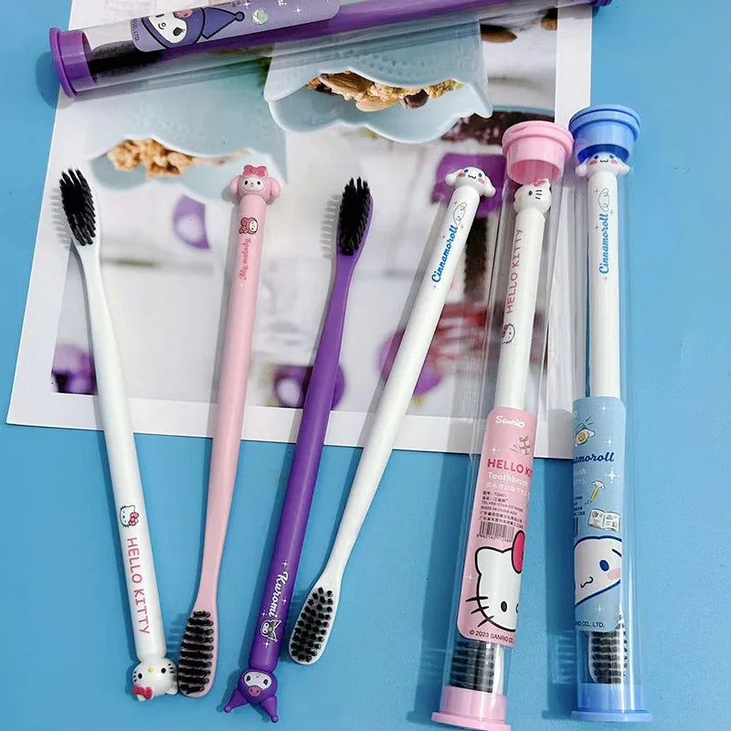 Sanrio Kawaii Soft Bristle Toothbrush – Eco-Friendly Portable Fiber Brush for Gentle Oral Care