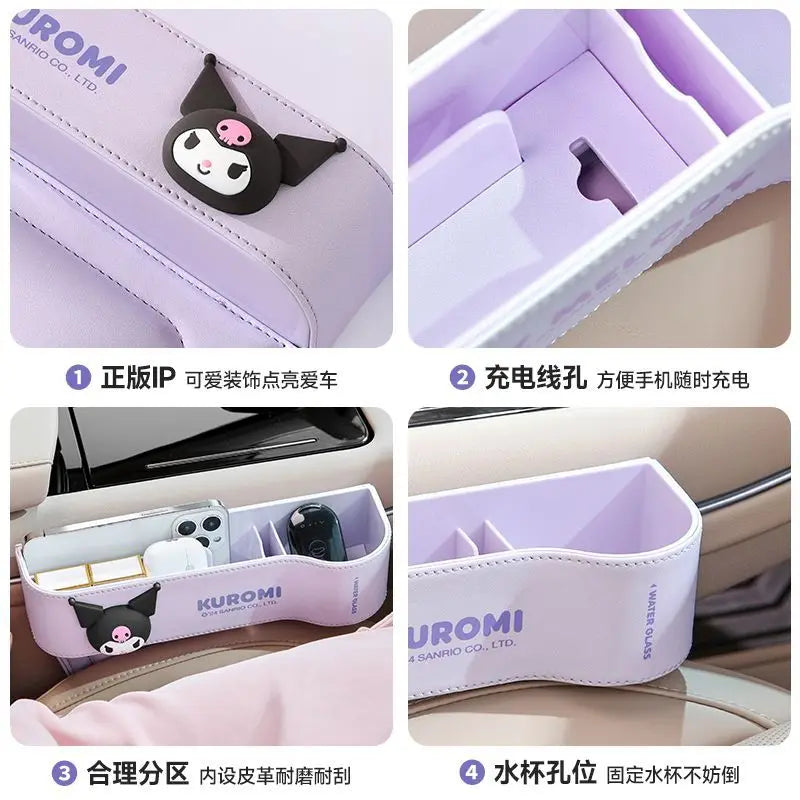 Cute Sanrio HelloKitty 2026 Car Storage Organizer for Seat Gap Kuromi My Melody Cartoon Anime Kawaii Phone and Trash Holder