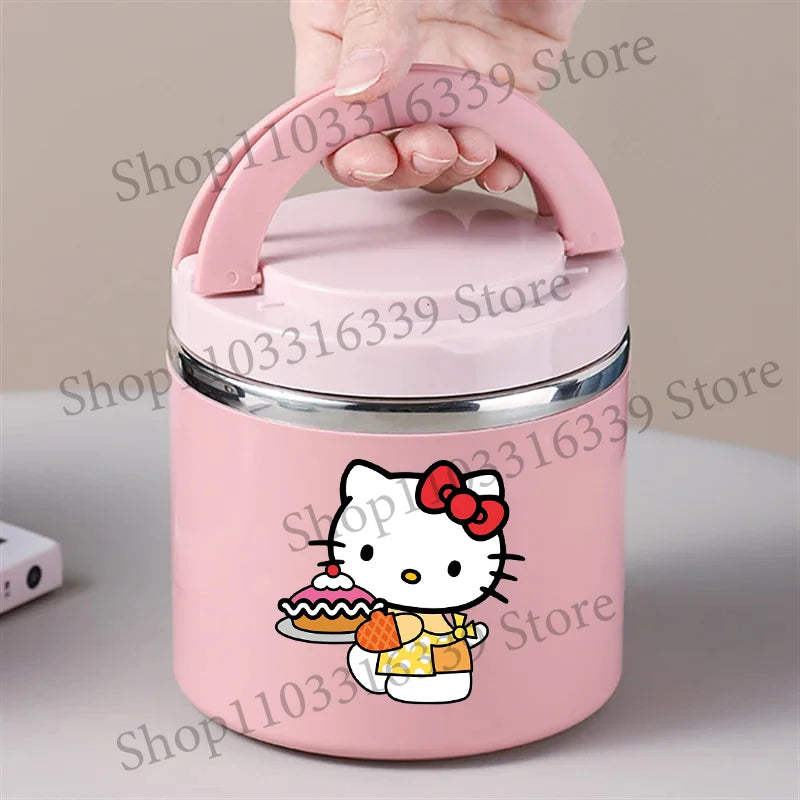 Sanrio HelloKitty Female Thermal Lunch Box Woman Bento Box Student Portable Food Container Cartoon Letter Printed Picnic Case