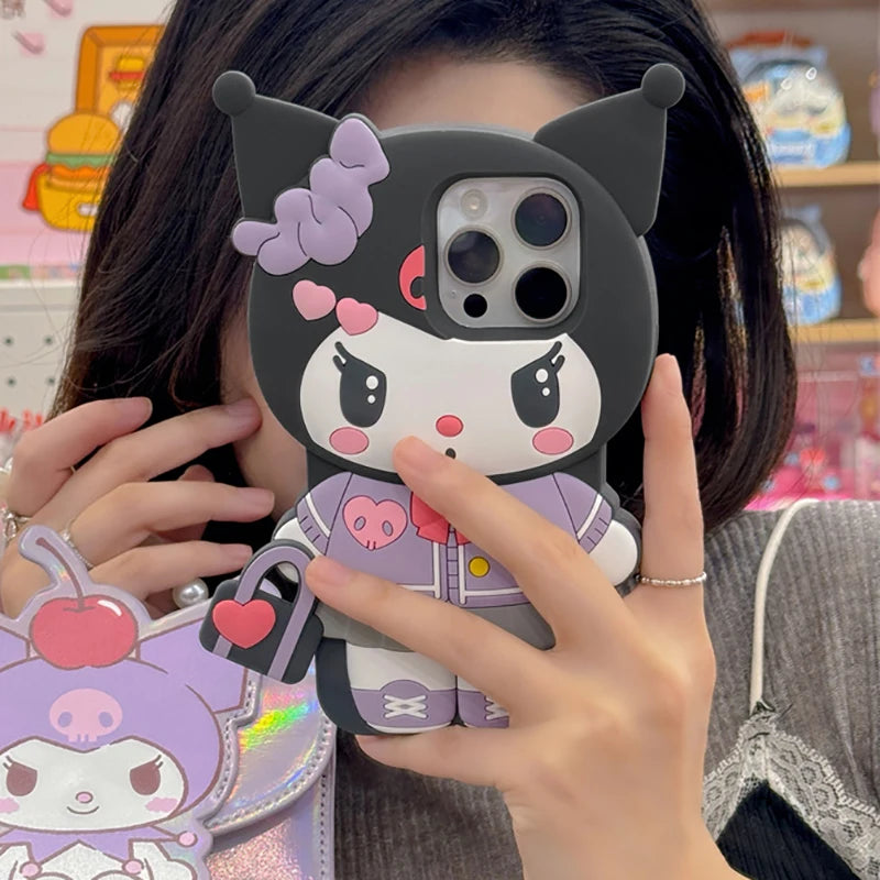Handbag KT Kuromi For iPhone 17 16 15 14 13 12 11 Pro Max Silicone Soft Cover Case