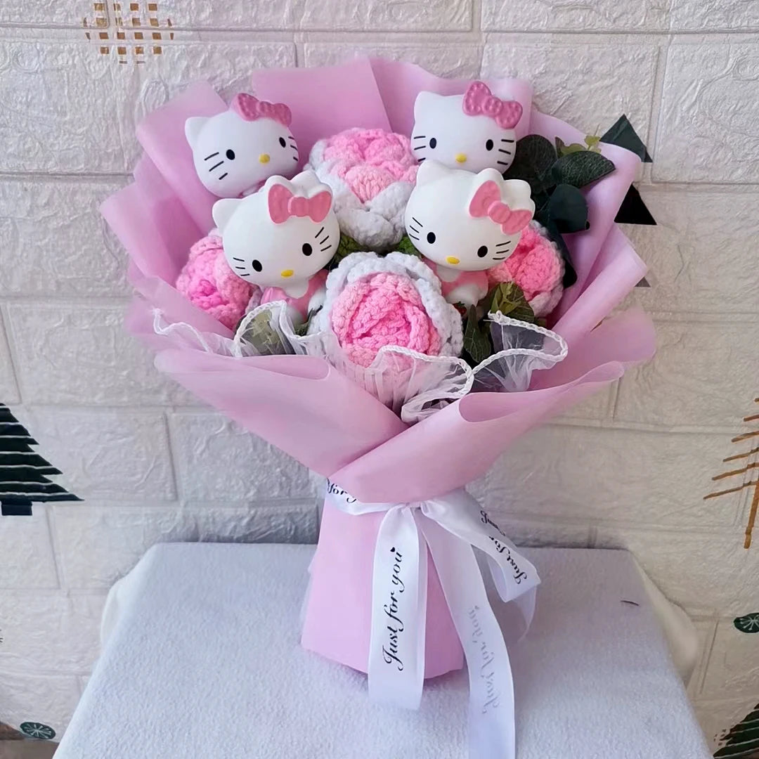 Hello Kitty Cartoon Plush Bouquet – Rose Flower Doll Arrangement for Home Decor & Gift (Valentine’s, Christmas & Wedding)