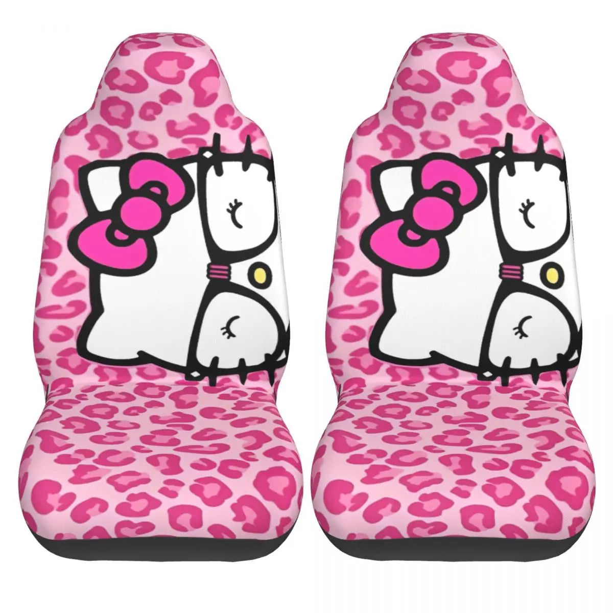 Hello Kitty Pink Leopard Car Seat Cover – Universal Four Seasons Seat Protector Cushion for Cars