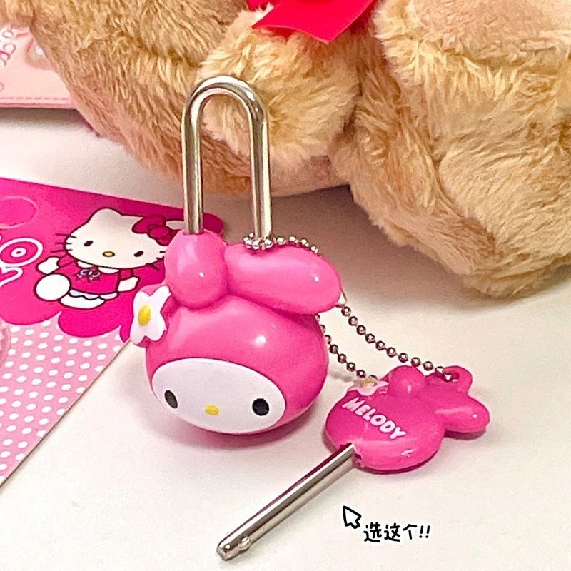 cartoon My Melody and Hello Kitty fashion cute girl heart door lock, anti-theft drawer, dormitory cabinet mini diary lock gift