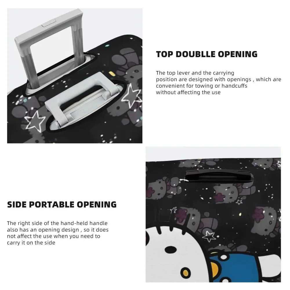 Custom Girls Kitten Classical Printing Luggage Cover Elastic Cute KT Cat Travel Suitcase Protective Covers Fits 18-32 Inch