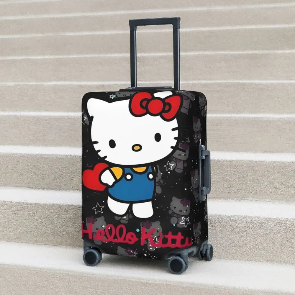 Custom Girls Kitten Classical Printing Luggage Cover Elastic Cute KT Cat Travel Suitcase Protective Covers Fits 18-32 Inch