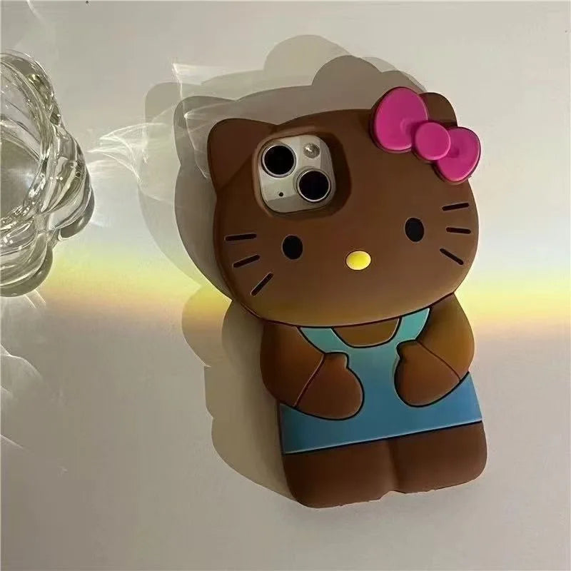 3D Candy Hello Kitty Cartoon Silicon Soft Phone Case for iPhone 17 16 15 Pro Max 14 Plus 12 Pro 13 Mini 11 7 8 X XS XR 4 5S