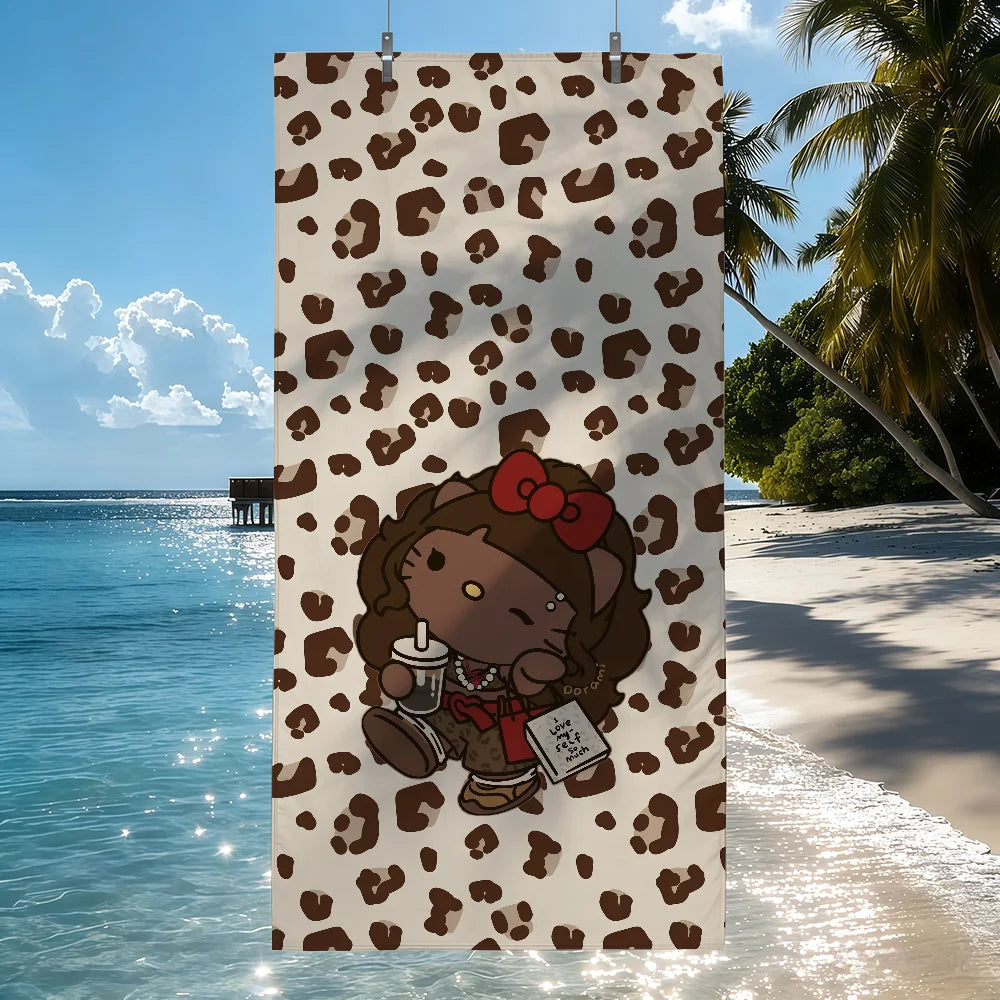Sa H-HelloK-Kitty Leopard DarkSkinned Hottie Quick Drying Beach Towels Are Suitable For Swimming Pools Camping Yoga And The Gym