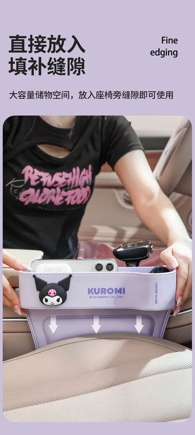 Cute Sanrio HelloKitty 2026 Car Storage Organizer for Seat Gap Kuromi My Melody Cartoon Anime Kawaii Phone and Trash Holder