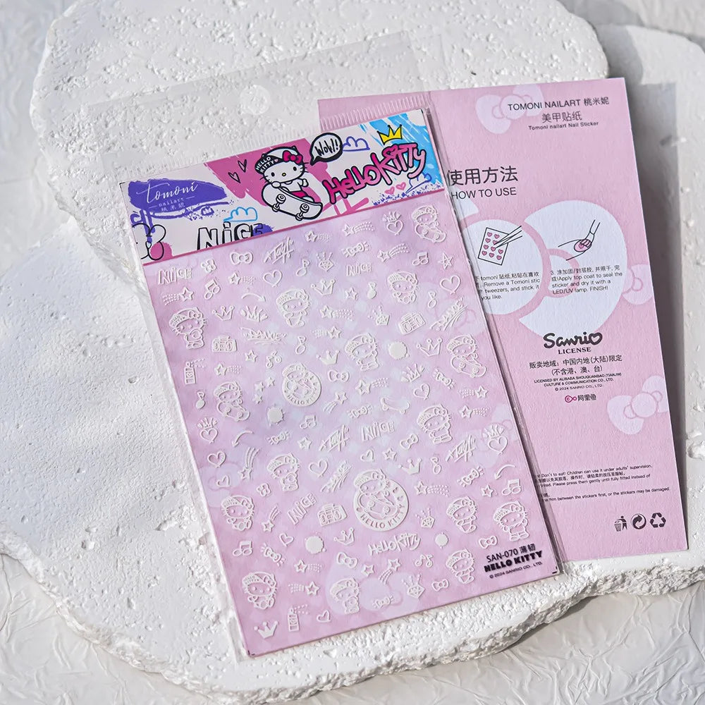 1PCS New Color Laser Hello Kitty Cartoon 5D Nail Stickers Sanrio Cinnamoroll Pochacco Nail Art Supplies DIY Nail Art Stickers
