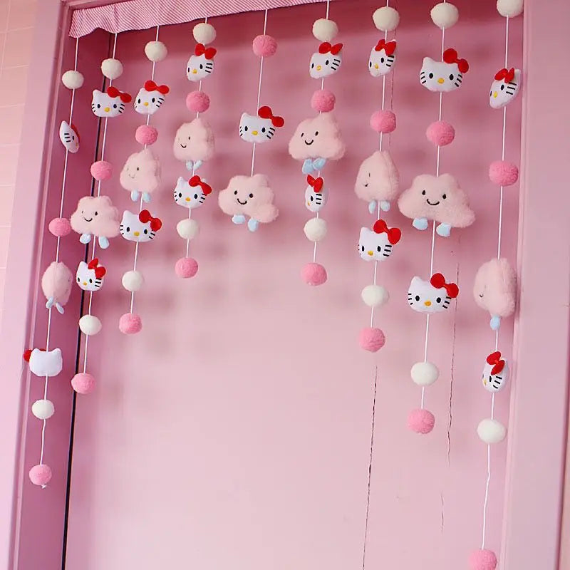 Sanrio Hello Kitty Cute Kawaii Cartoon Room Decoration Sweet Creative Animation Peripheral Partition Curtain Room Decoration