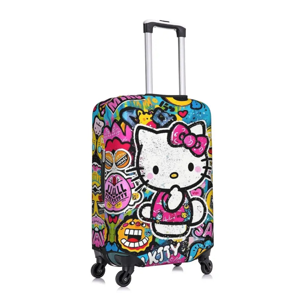 Custom Girls Kitten Classical Printing Luggage Cover Elastic Cute KT Cat Travel Suitcase Protective Covers Fits 18-32 Inch