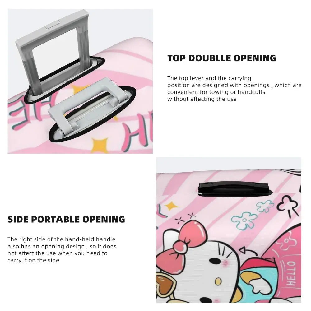 Custom Girls Kitten Classical Printing Luggage Cover Elastic Cute KT Cat Travel Suitcase Protective Covers Fits 18-32 Inch