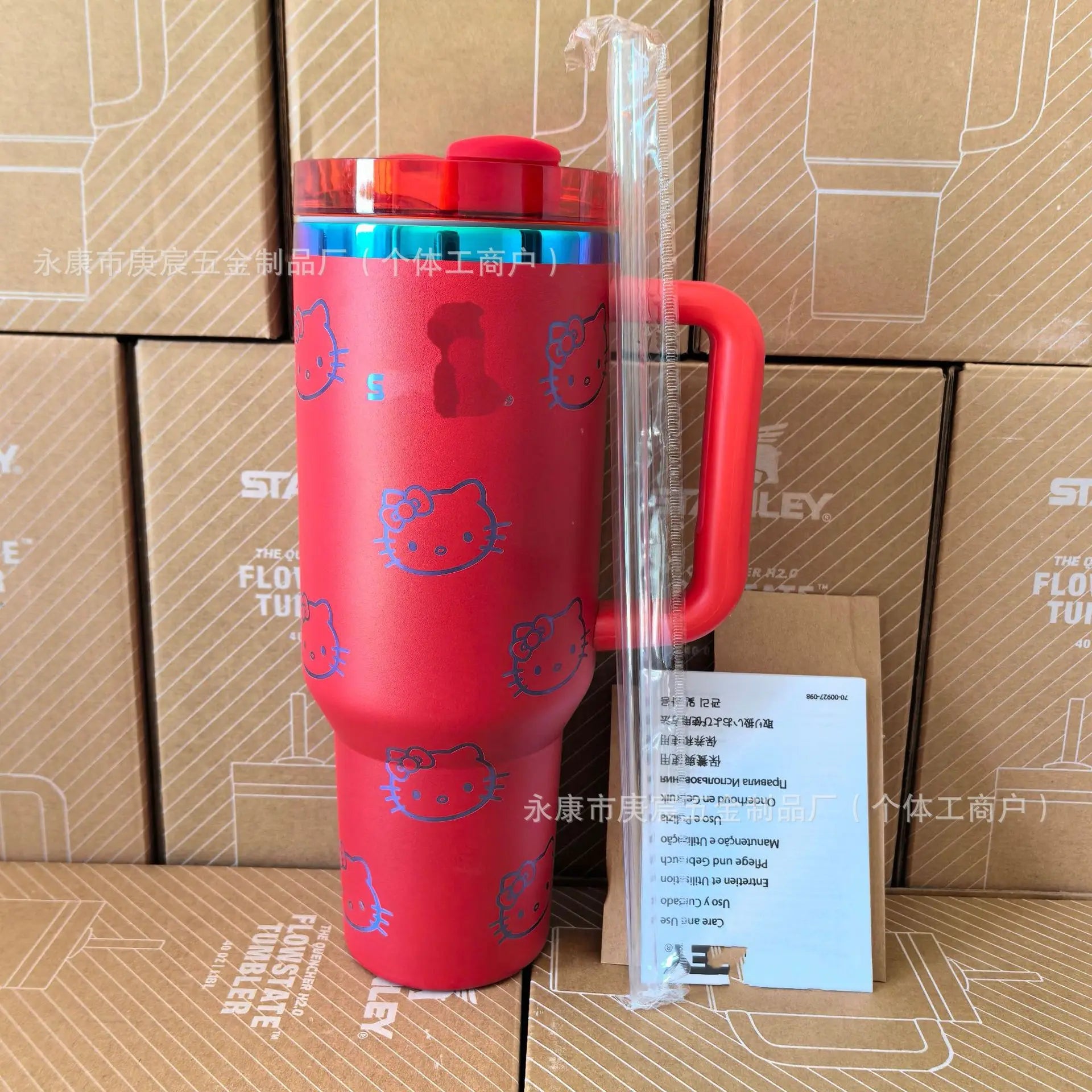 Hello Kitty Thermal Cup with Handle – Large Capacity Insulated Car Tumbler – Stainless Steel Ice Cup Water Bottle Mug for Girls Daily Outdoor Use