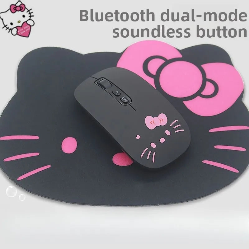 Cute cartoon character Hello kitty wireless Bluetooth dual-mode mouse Cute and fun rechargeable universal mouse Holiday gift