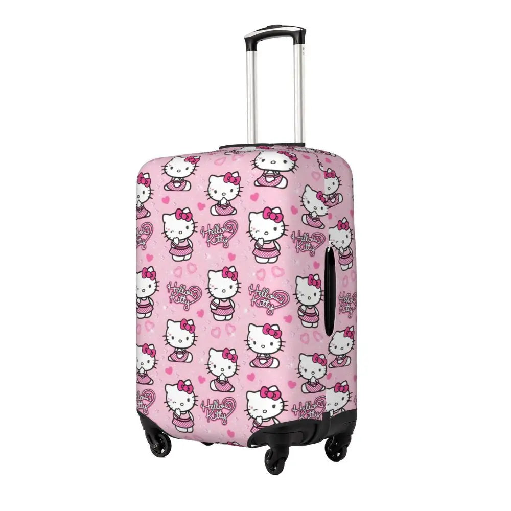 Custom Girls Kitten Classical Printing Luggage Cover Elastic Cute KT Cat Travel Suitcase Protective Covers Fits 18-32 Inch