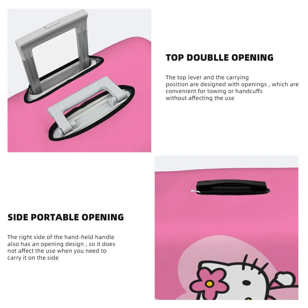 Custom Girls Kitten Classical Printing Luggage Cover Elastic Cute KT Cat Travel Suitcase Protective Covers Fits 18-32 Inch