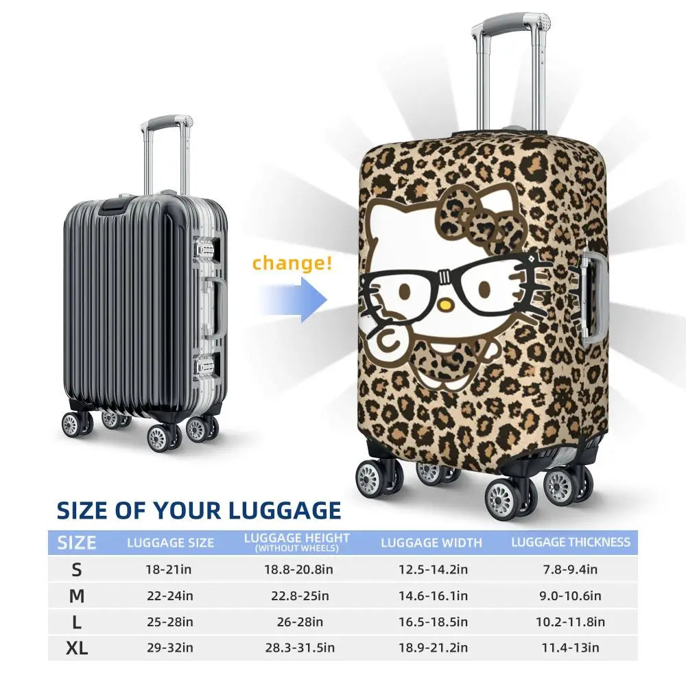 Custom Girls Kitten Classical Printing Luggage Cover Elastic Cute KT Cat Travel Suitcase Protective Covers Fits 18-32 Inch