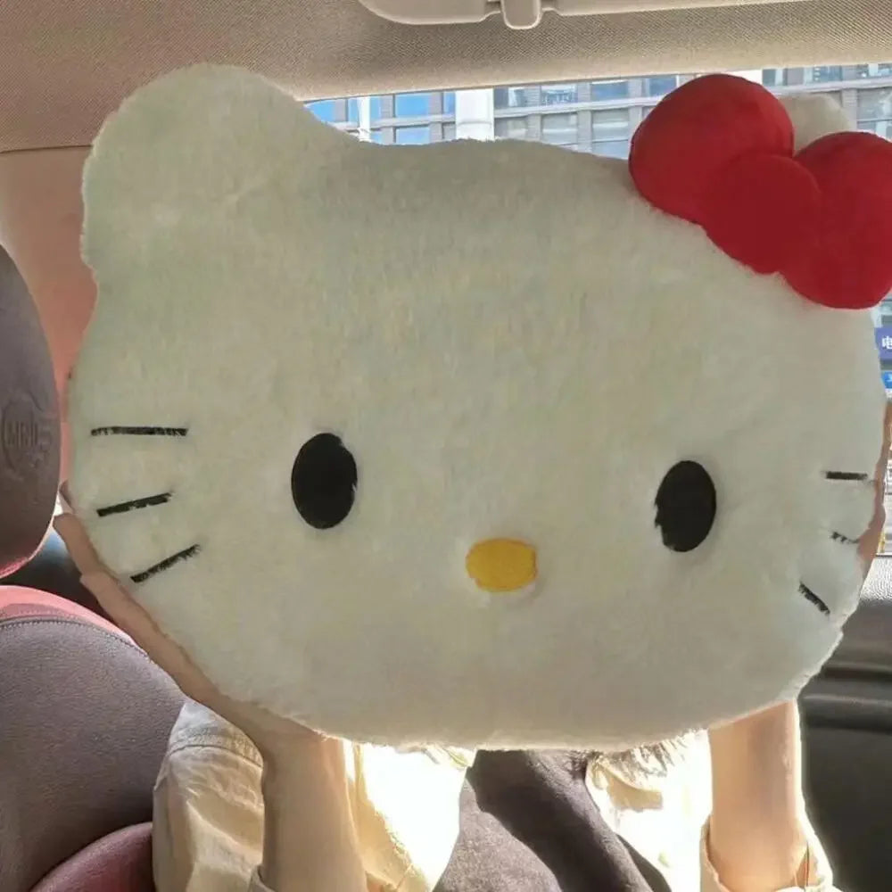 Hello Kitty Plush Head Pillow – Cute Cartoon Cushion for Sofa, Bed, Car & Nap Time Comfort