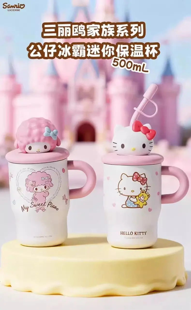 Anime Sanrio Hello Kitty Thermos Cup Cinnamoroll Girls Gift Cute Large Capacity Sippy Cup Cartoon Kawaii Lovely Student 2026