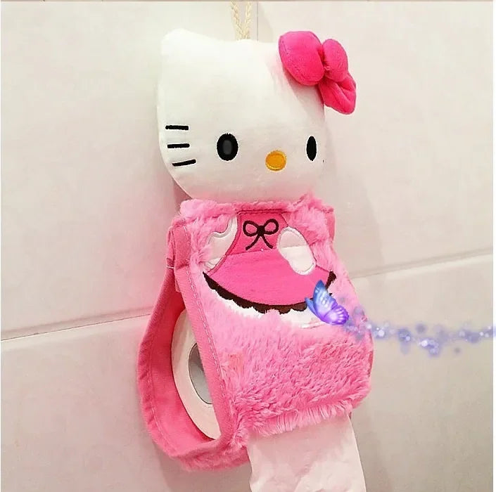 Hello Kitty 3-Piece Toilet Seat Cushion Set – Sanrio Plush Winter Bathroom Cover Set for Home Use