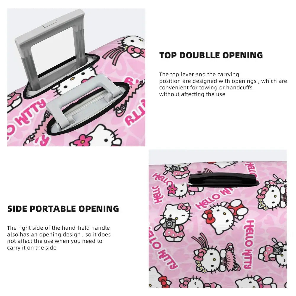 Custom Girls Kitten Classical Printing Luggage Cover Elastic Cute KT Cat Travel Suitcase Protective Covers Fits 18-32 Inch