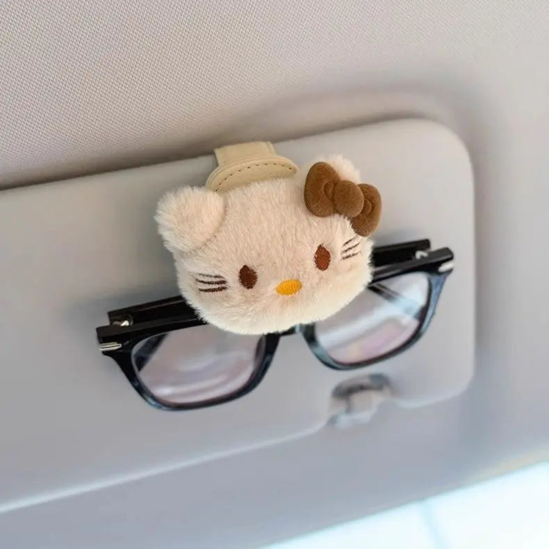 Hello Kitty & My Melody Magnetic Car Sunglasses Clip – Cute Visor Holder for Glasses Storage & Car Organization