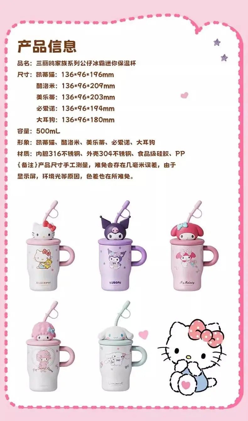 Anime Sanrio Hello Kitty Thermos Cup Cinnamoroll Girls Gift Cute Large Capacity Sippy Cup Cartoon Kawaii Lovely Student 2026