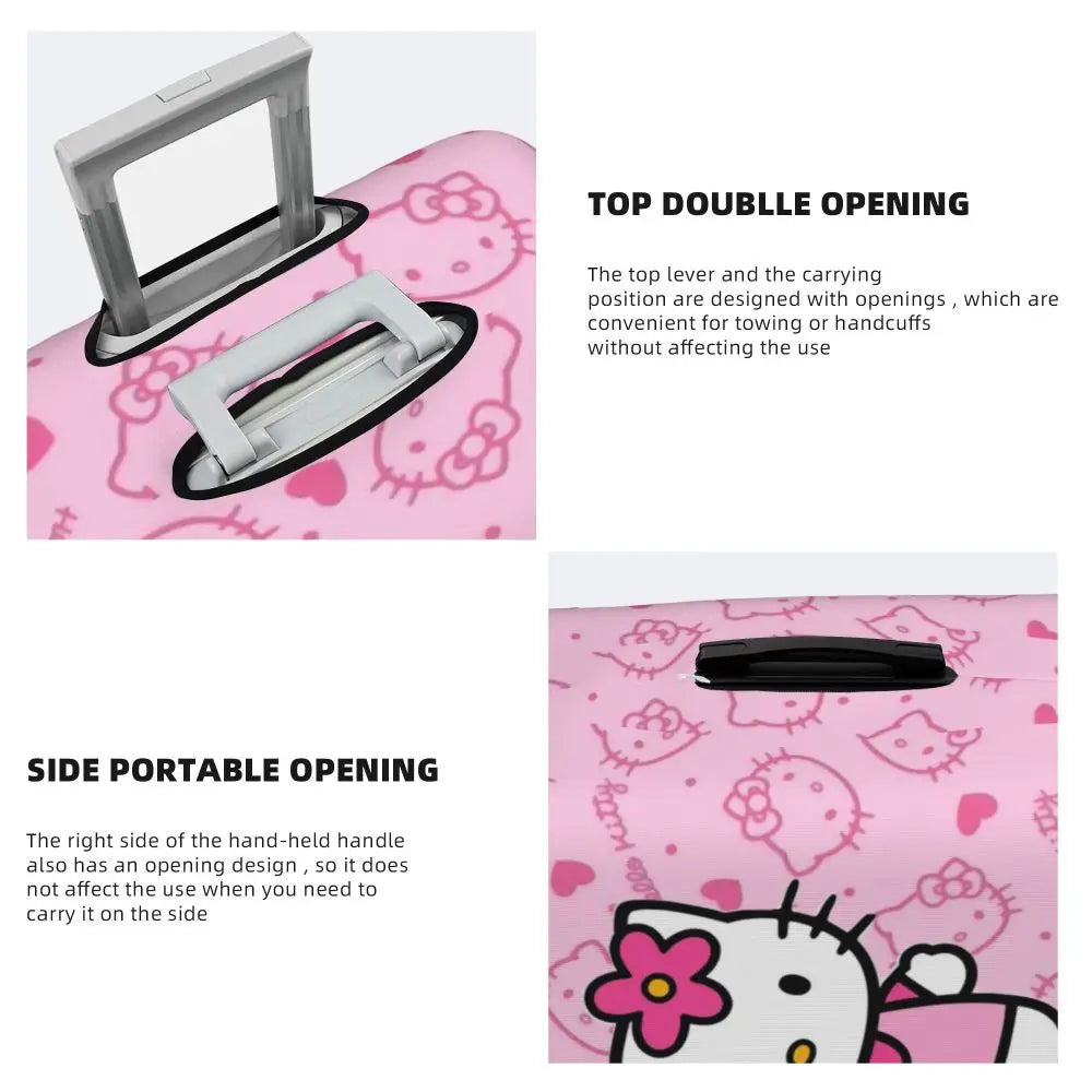Custom Girls Kitten Classical Printing Luggage Cover Elastic Cute KT Cat Travel Suitcase Protective Covers Fits 18-32 Inch