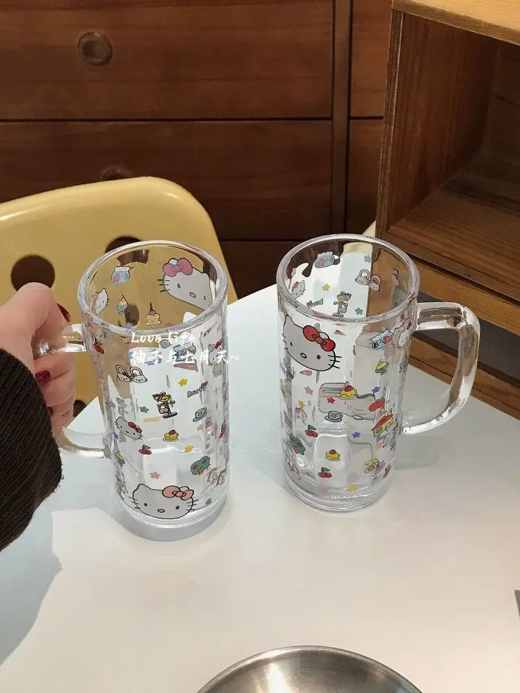 Sanrio Hello Kitty Glass Cup Yanzhijia Party Atmosphere Beer Mug Fashion Simple Cartoon Send To Friends Birthday Gift Cute 2026