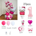 Hello Kitty Number Foil Balloon Set, Cute Cartoon Bubble Mart, Kids Birthday Party Decoration, Room Decor