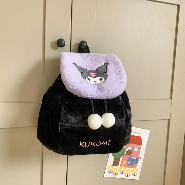 Sanrio Plush Backpack Cartoon Kuromi Melody Cute Backpack Female Sweet Backpack Doll Bag