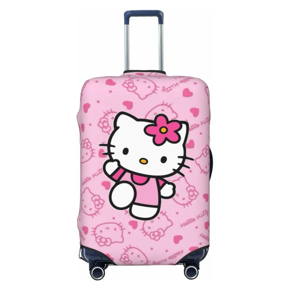 Custom Girls Kitten Classical Printing Luggage Cover Elastic Cute KT Cat Travel Suitcase Protective Covers Fits 18-32 Inch