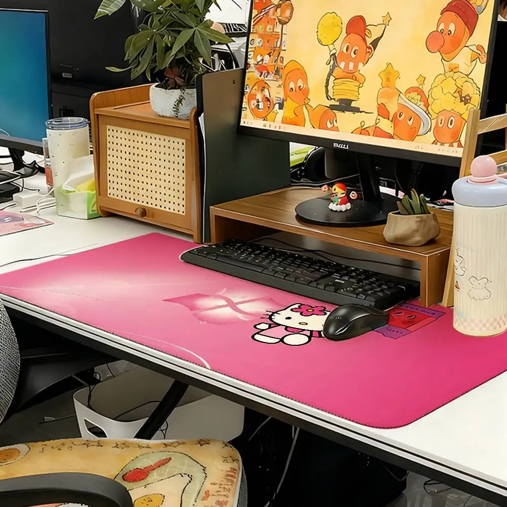 Kawaii Cartoon-H-hello-K-kittyS Cute Mouse Pad Computer Mat Deskpad Laptop Keyboard Mat Office Large Landscape Mousepad