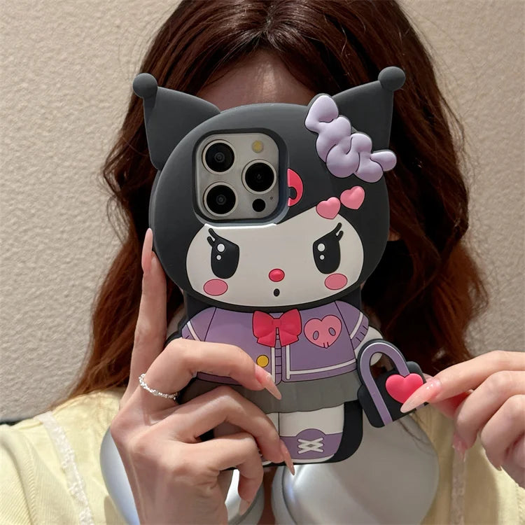Handbag KT Kuromi For iPhone 17 16 15 14 13 12 11 Pro Max Silicone Soft Cover Case
