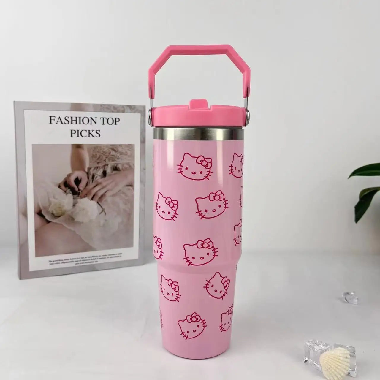 New 40oz Hello Kitty Insulated Tumbler – Stainless Steel Vacuum Thermal Water Bottle – Large Capacity Travel Flask for Women & Men