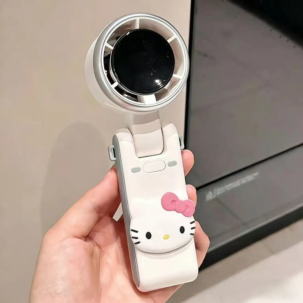 Hello Kitty USB Rechargeable Handheld Fan – Silent Portable Foldable Neck & Travel Cooling Fan